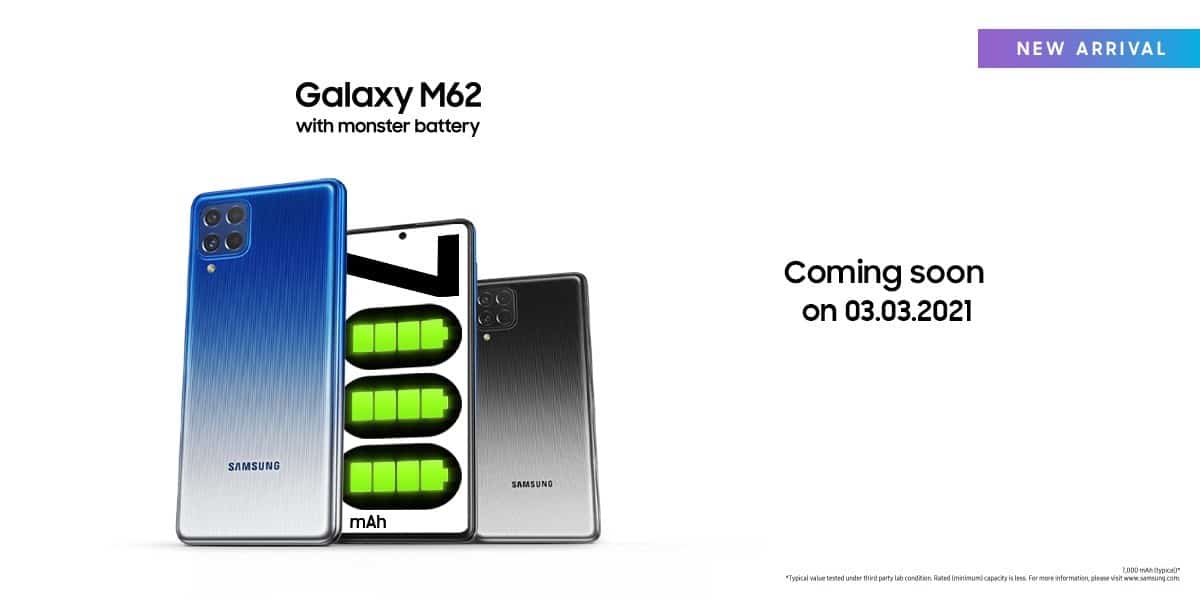 Le Samsung Galaxy F62 est le M62 pour le reste du monde. Il sera lancé le 3 mars