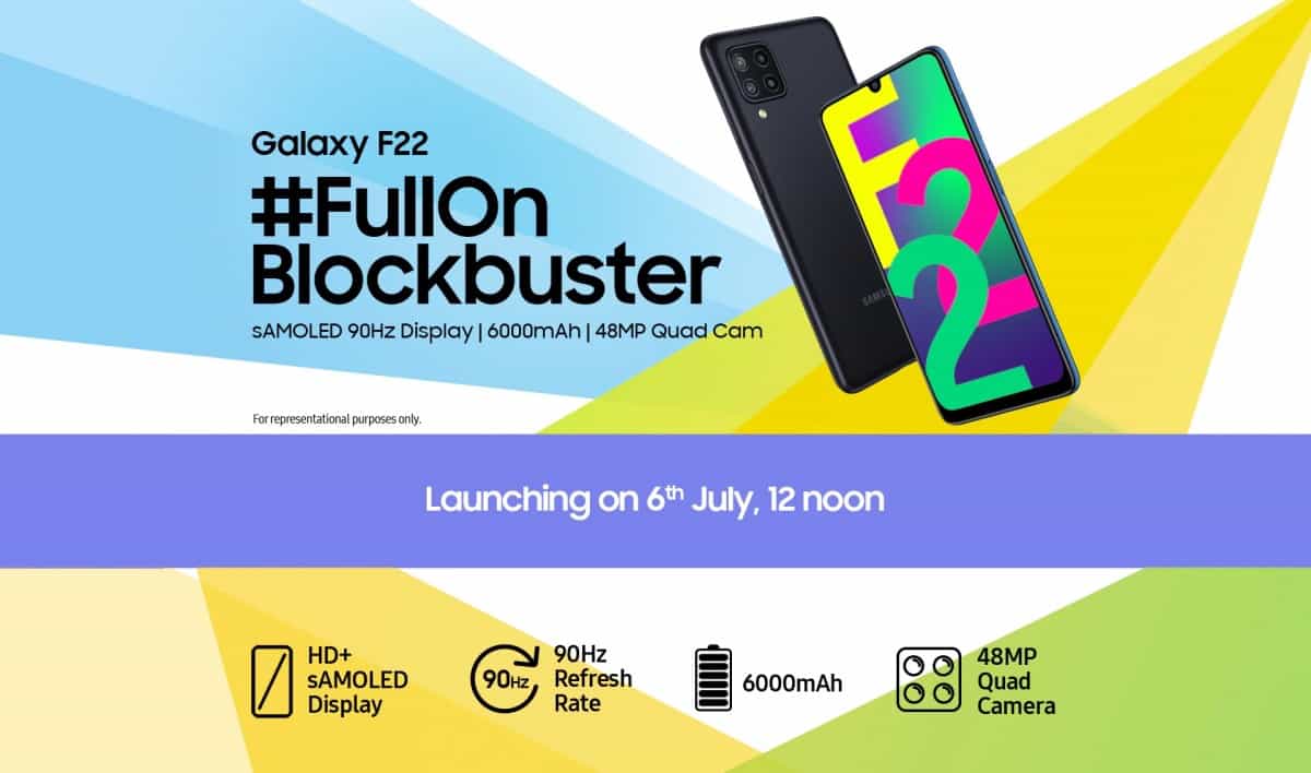 Le Samsung Galaxy F22 arrive le 6 juillet, son design et ses spécifications ont été révélés